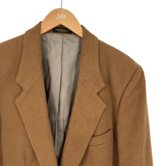 Vintage Orvis Mens Brown Wool Blazer Size 44  Jacket Tailored USA Classic Tan - Picture 1 of 7